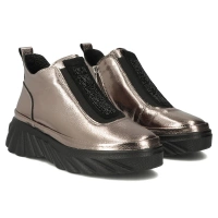 Skórzane botki na platformie Filippo DBT7426/25 GN gun metal
