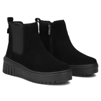 Skórzane botki na platformie Filippo DBT7279/25 BK czarne