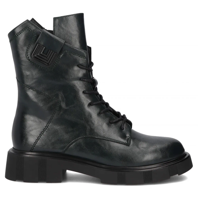 Skórzane botki typu workery DBT7464/25 GE ciemnozielone