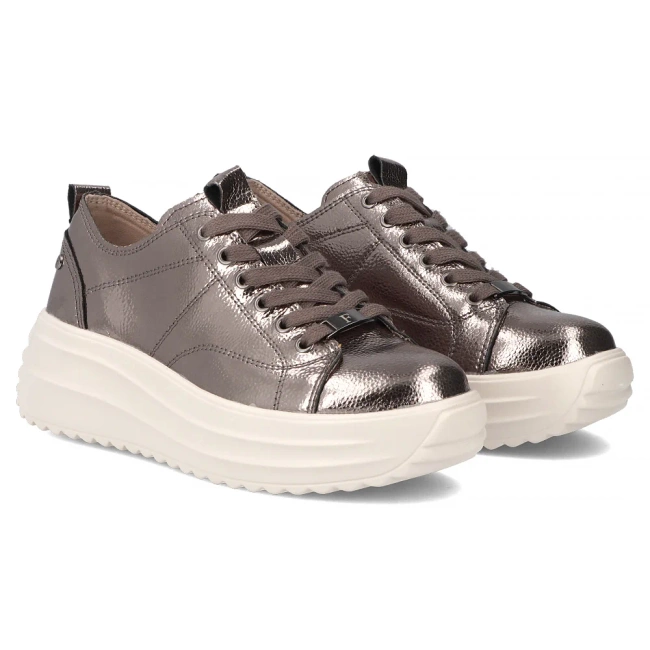 Skórzane sneakersy Filippo DP6795/25 GN gun metal