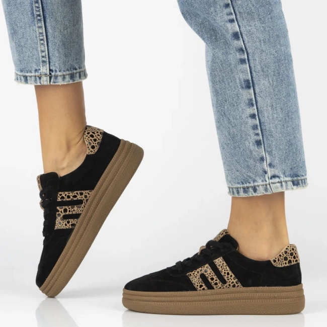 Leather sneakers Filippo DP7114/25 BK LEO black