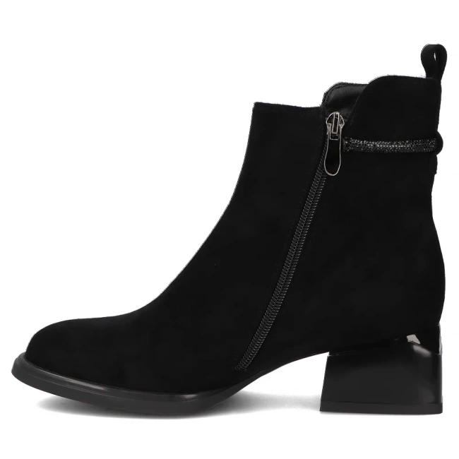 Skórzane botki na obcasie Filippo DBT7444/25 BK czarne