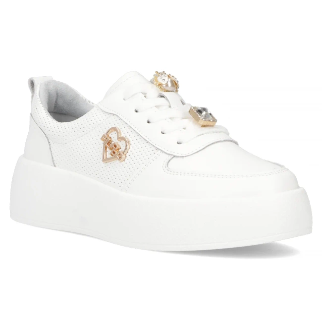 Skórzane sneakersy Filippo DP6784/25 WH białe