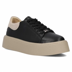 Skórzane sneakersy Filippo DP6119/25 BK BE czarno beżowe