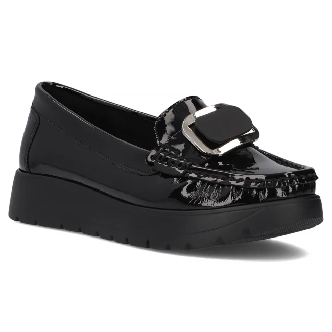 Skórzane mokasyny Filippo DP7056/25 BK L czarne