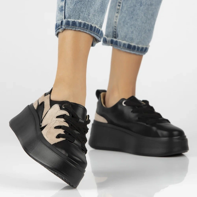 Skórzane sneakersy Filippo DP6684/25 BK czarne