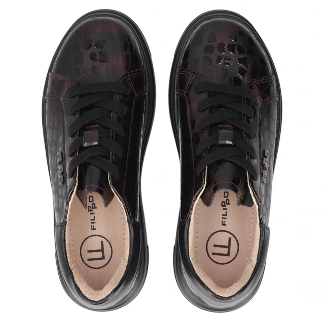 Skórzane sneakersy Filippo DP7118/25 BG bordowe