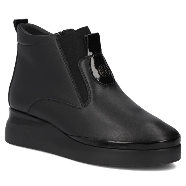 Skórzane botki na platformie Filippo DBT7392/25 BK czarne