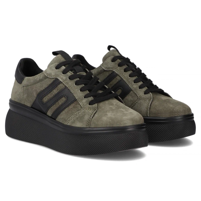 Skórzane sneakersy Filippo DP7175/25 KH khaki