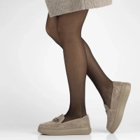 Skórzane półbuty na platformie Filippo DP7216/25 BE beżowe