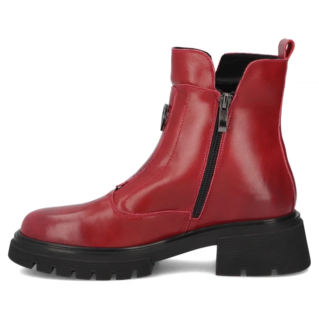Skórzane botki na obcasie Filippo DBT7148/25 RD czerwone