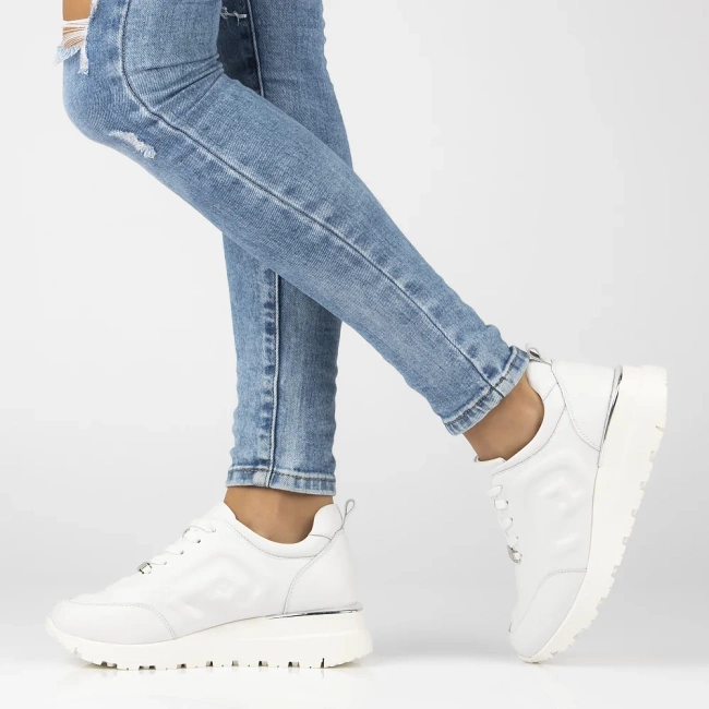 Skórzane sneakersy Filippo DP6849/25 WH białe