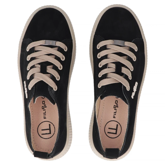 Skórzane sneakersy Filippo DP6122/26 BK BE czarne