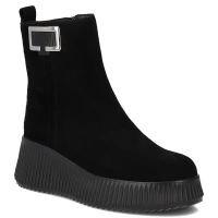 Skórzane botki na platformie Filippo DBT6392/25 BK czarne