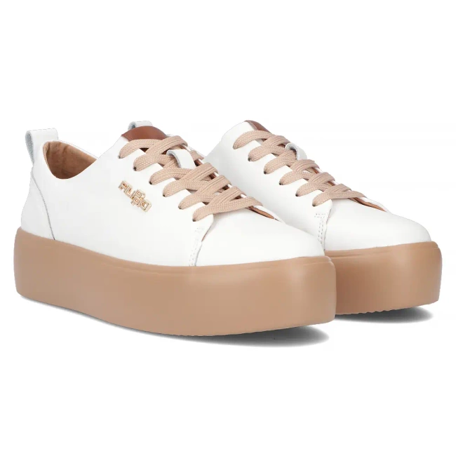 Leather sneakers Filippo DP6117/25 WH BE white-beige