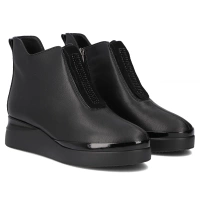 Skórzane botki na platformie Filippo DBT7394/25 BK czarne