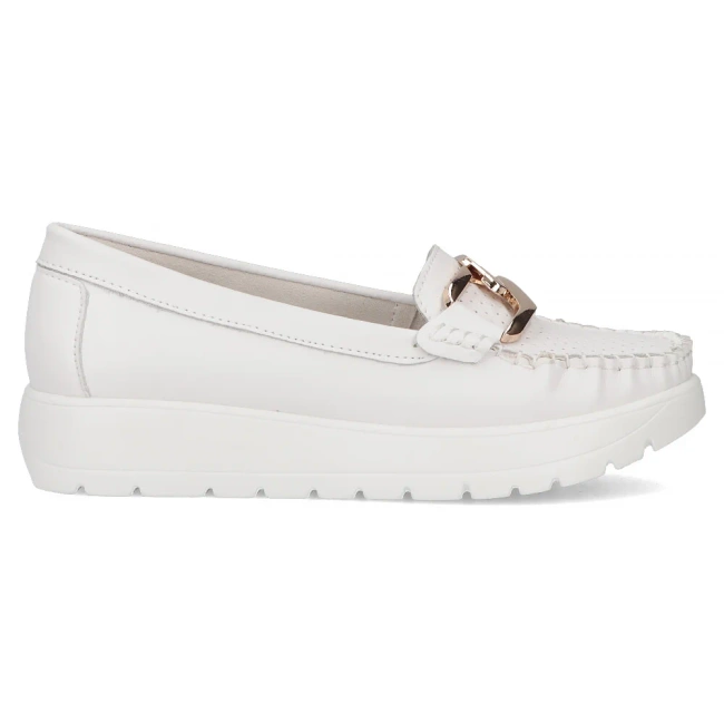 Skórzane mokasyny Filippo DP6827/25 WH białe