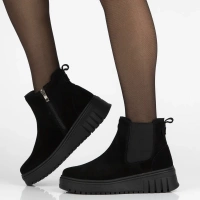 Skórzane botki na platformie Filippo DBT7279/25 BK czarne