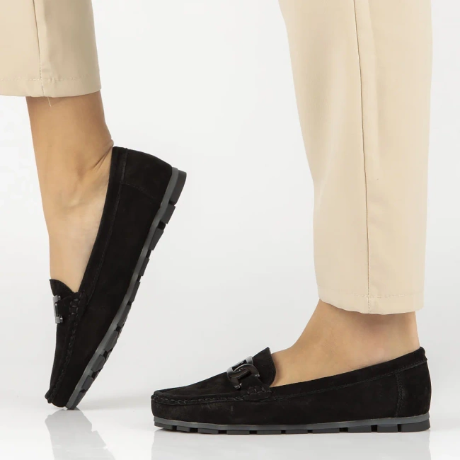 Skórzane mokasyny Filippo DP3630/25 BK czarne