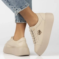 Skórzane sneakersy Filippo DP6058/25 BE H beżowe