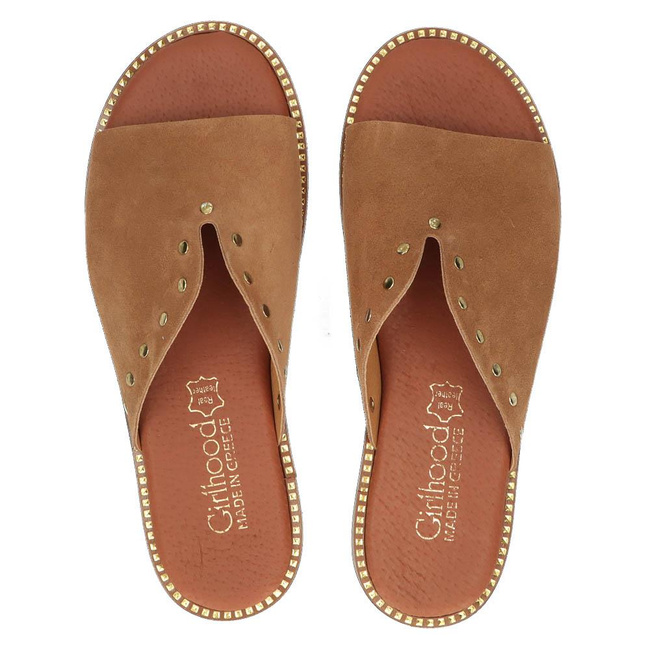 Skórzane Klapki Filippo LH-425 Camel