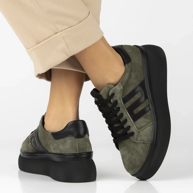 Skórzane sneakersy Filippo DP7175/25 KH khaki