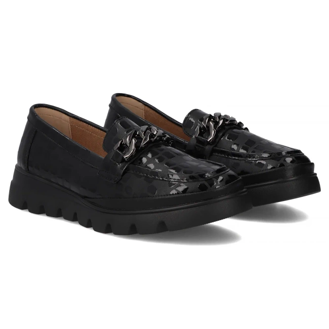 Skórzane półbuty na platformie Filippo DP6467/25 BK czarne