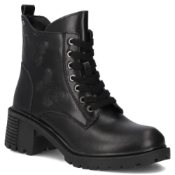 Skórzane botki na obcasie Filippo DBT7133/25 BK czarne