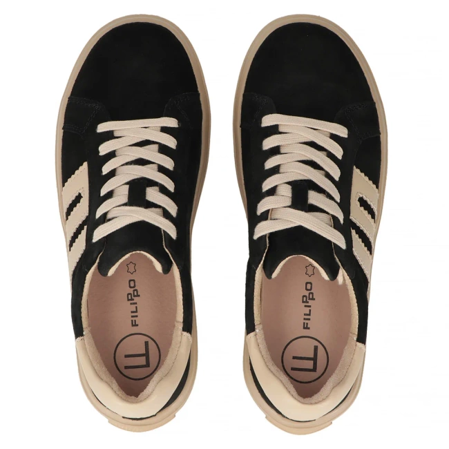 Skórzane sneakersy Filippo DP7173/25 BK czarne
