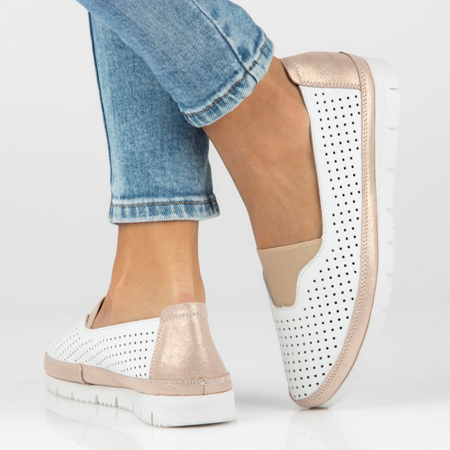 Skórzane półbuty Filippo DP4588/23 WH GO białe