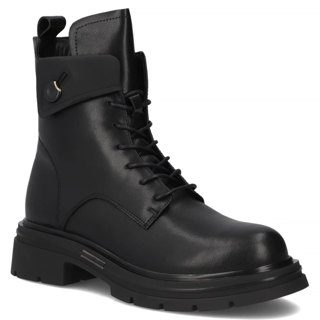 Skórzane botki na obcasie Filippo DBT7230/25 BK czarne
