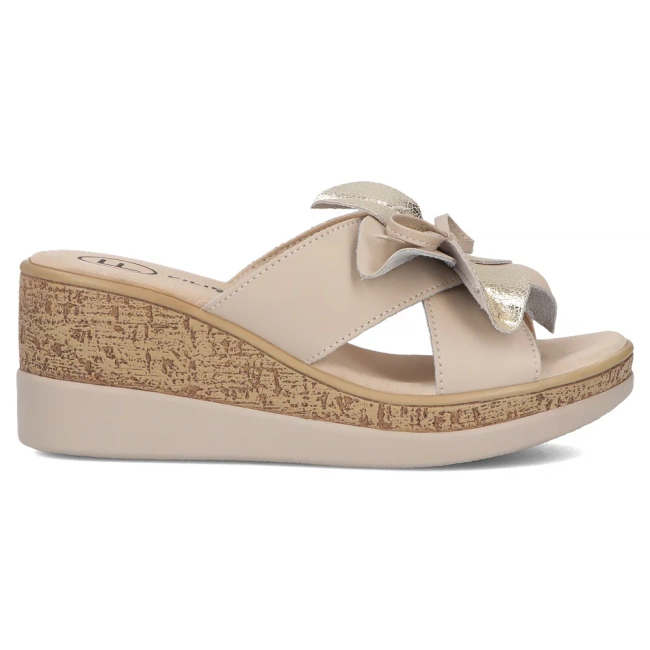 Skórzane klapki Filippo DK7039/25 BE beżowe