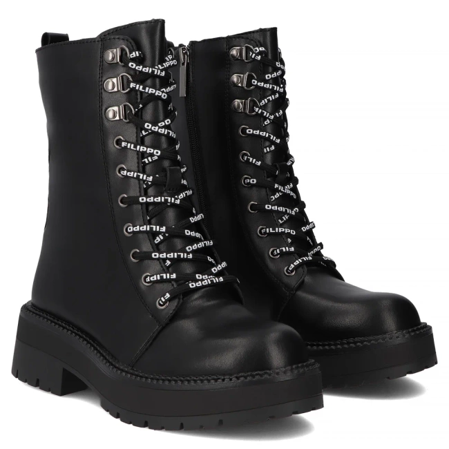 Skórzane botki typu workery Filippo DBT7256/25 BK czarne