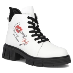 Skórzane botki na obcasie Filippo DBT7147/25 WH białe