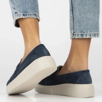 Skórzane półbuty na platformie Filippo DP6809/25 NV granatowe