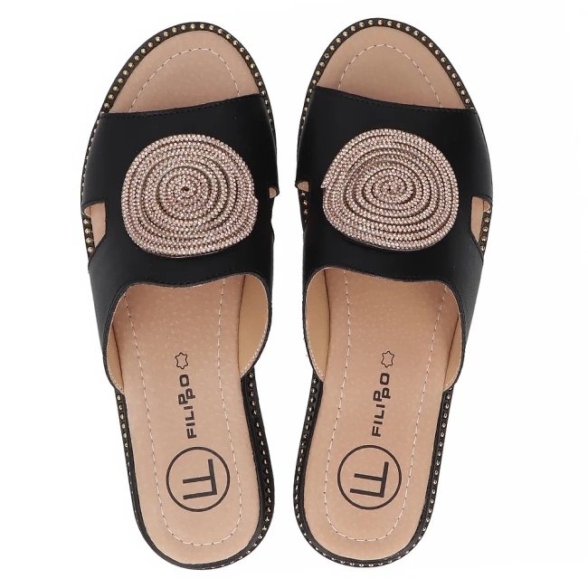 Leather flip-flops Filippo DK7041/25 BK black