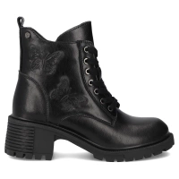 Skórzane botki na obcasie Filippo DBT7133/25 BK czarne