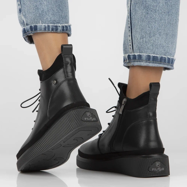 Leather ankle boots DBT4799/25 BK black