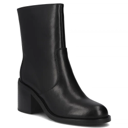 Skórzane botki na obcasie Filippo DBT7355/25 BK czarne
