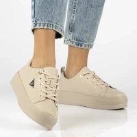 Skórzane półbuty na platformie Filippo DP3533/25 BE L beżowe