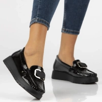 Skórzane mokasyny Filippo DP7056/25 BK L czarne