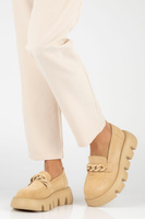 Skórzane półbuty na platformie Filippo DP4536/23 BE beżowe