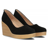 Skórzane półbuty na koturnie Filippo DP3521/23 BK SU czarne