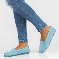 Skórzane mokasyny Filippo DP2037/23 BL niebieskie