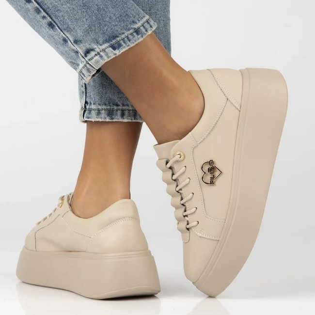 Skórzane sneakersy Filippo DP6058/25 BE H beżowe