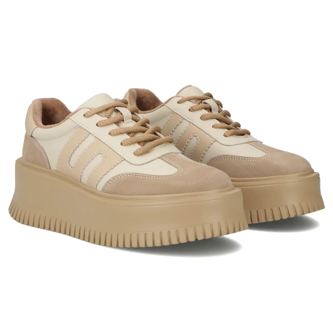 Skórzane sneakersy Filippo DP7111/25 BE beżowe