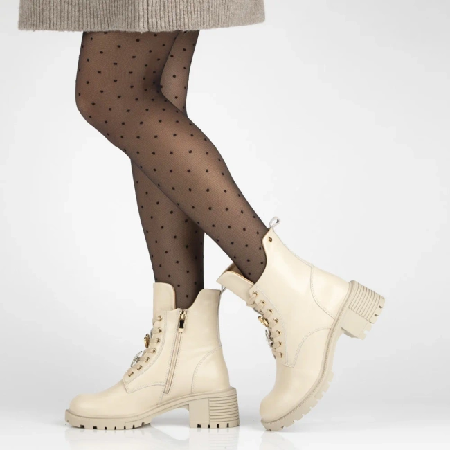 Leather ankle boots Filippo DBT7132/25 BE beige