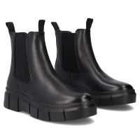 Skórzane botki na platformie Filippo DBT7264/25 BK czarne