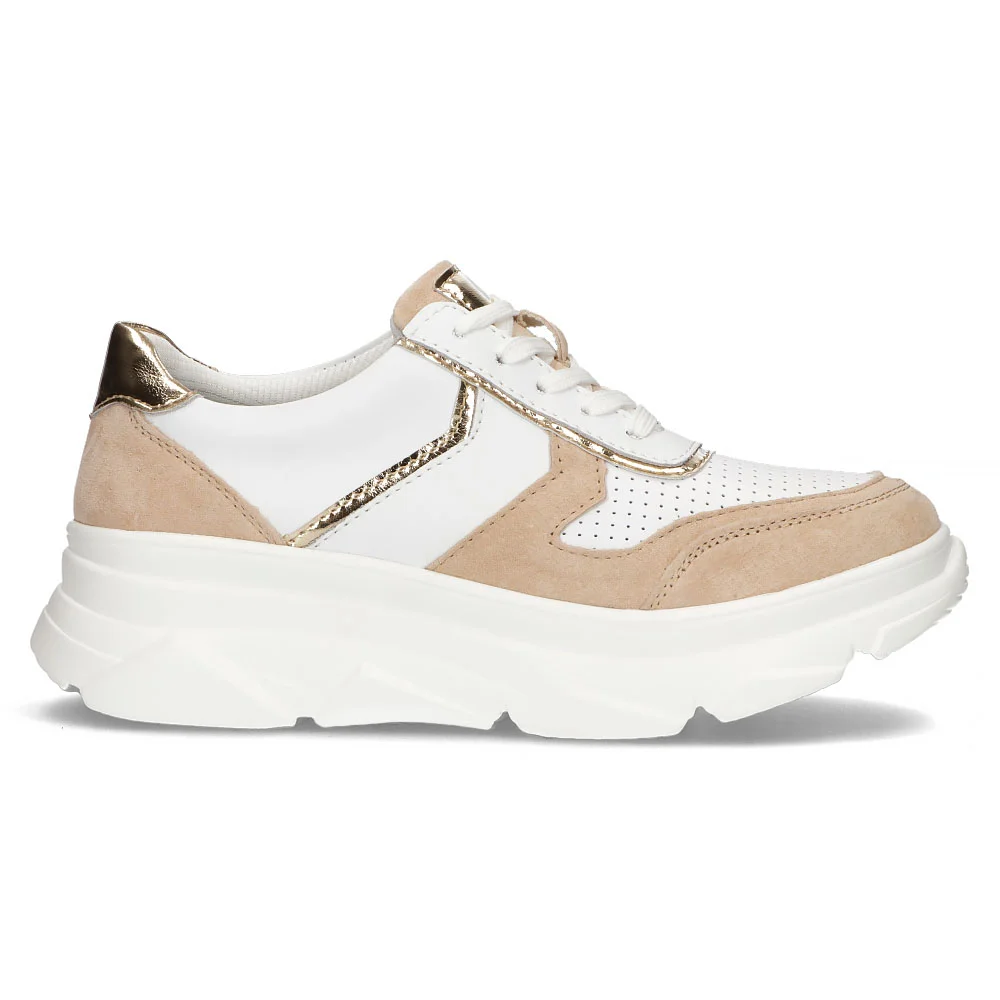 Skórzane Sneakersy Filippo DP4579/24 WH BE biało beżowe