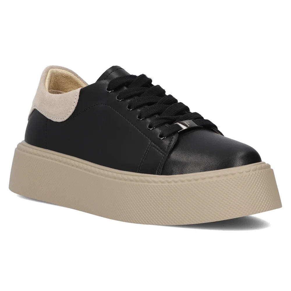 Skórzane sneakersy Filippo DP6119/24 BK BE czarno beżowe 